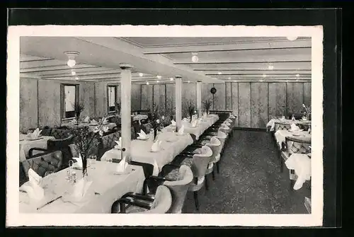 AK Passagierschiff MS Dania, Innenansicht des Speisesaals
