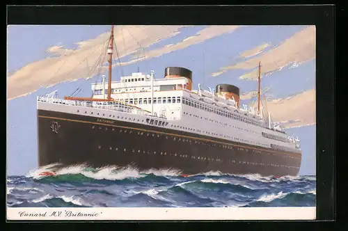 Künstler-AK Passagierschiff M.V. Britannic in voller Fahrt