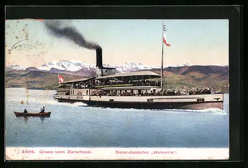 AK Salondampfer Helvetia auf dem Zürichsee