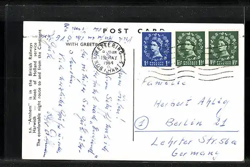 AK Passagierschiff SS Arnhem des British Railways