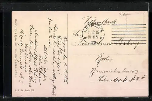 Künstler-AK Chor mit Terrier