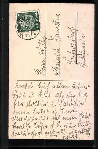 AK Neujahrsgruss mit Hufeisen und Glocke