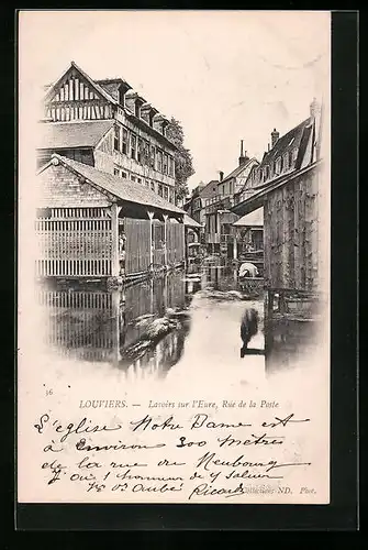 AK Louviers, Lavoirs sur l`Eure, Rue de la Poste