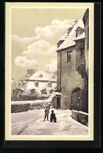 AK Meissen, Burglehen (Alt-Meissen im Schnee)