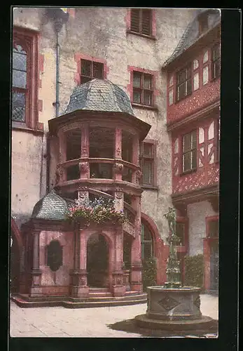 AK Frankfurt a. M., Wendeltreppe im Römerhof