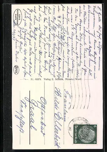 AK Münster i. W., Lambertikirche mit Rathausbogen