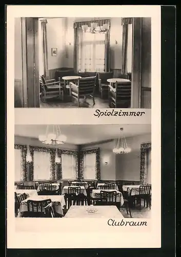 AK Lössau /Kr. Schleiz, Reichsbahn-Ferienheim - Spielzimmer, Clubraum