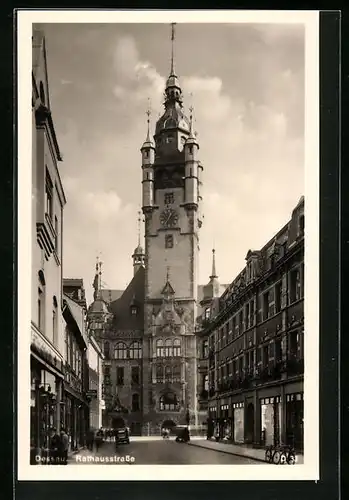 AK Dessau, Rathausstrasse mit Blick auf Glockenturm