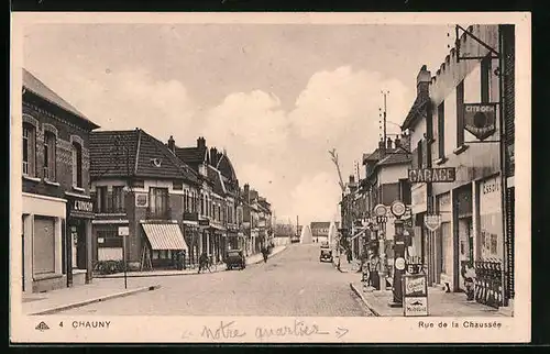 AK Chauny, Rue de la Chaussée, Strassenpartie