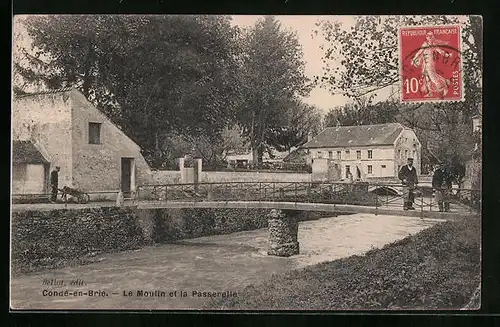 AK Condé-en-Brie, Le Moulin et la Passerelle