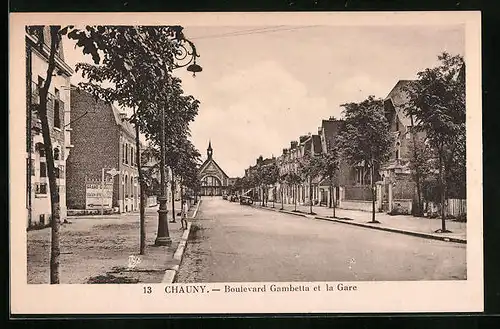 AK Chauny, Boulevard Gambetta et la Gare