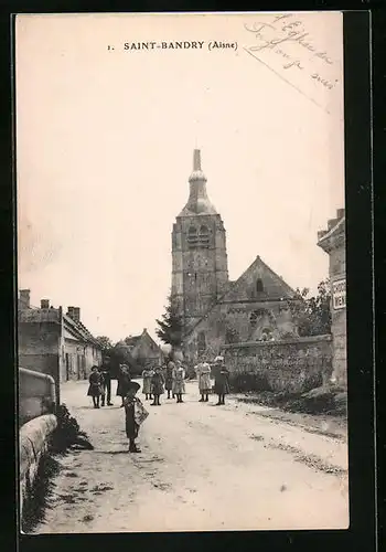 AK Saint-Bandry, Ortsansicht mit Kirche