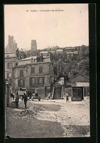 AK Laon, L`Escaliers de la Gare