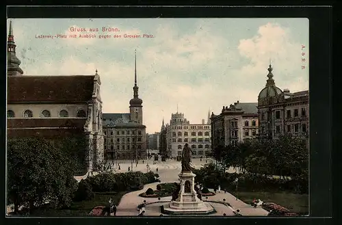 AK Brünn, Lazansky-Platz mit Ausblick gegen den Grossen Platz