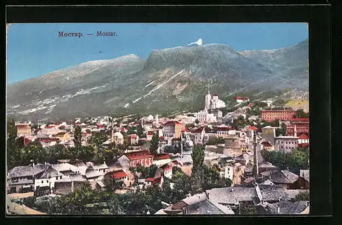 AK Mostar, Ortsansicht mit Kirche