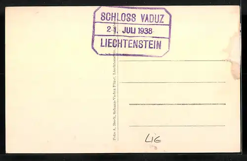 AK Vaduz, Schloss gegen Gebirgszug