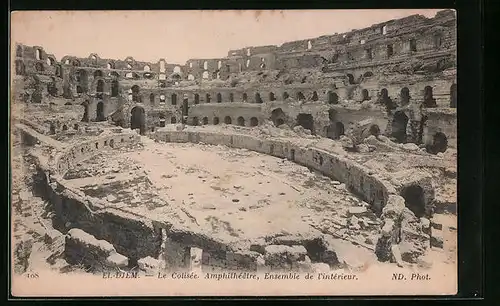 AK El-Djem, Le Colisée, Amphithéâtre, Ensemble de l`intérieur