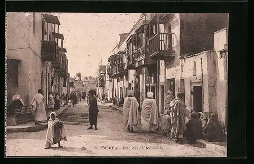 AK Biskra, Rue des Ouled-Nails, Strassenpartie