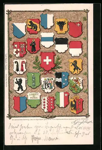 Lithographie Schweiz, Wappen der Kantone