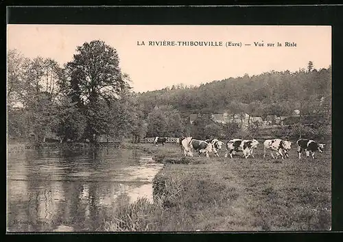 AK La Rivière-Thibouville, Vue sur la Risle