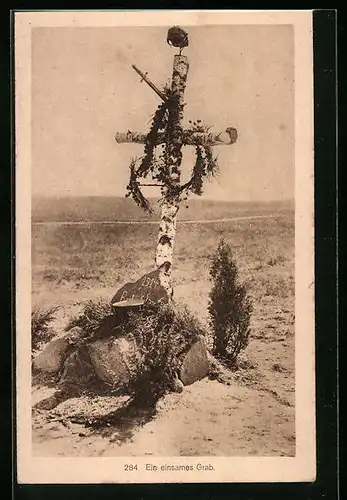 AK Ein einsames Grab, Kriegsgräber 1914