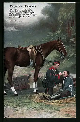 AK Verwundeter Soldat, Rotes Kreuz