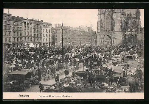 AK Hamburg, Hopfenmarkt an einem Markttage
