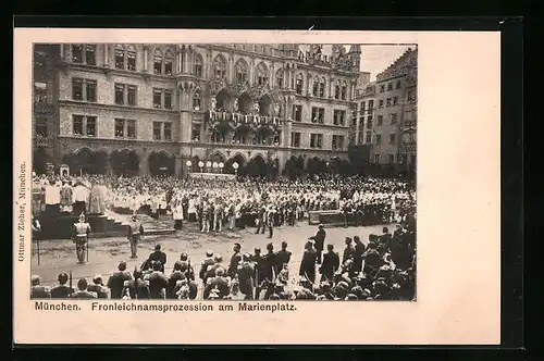 AK München, Fronleichnamsprozession am Marienplatz