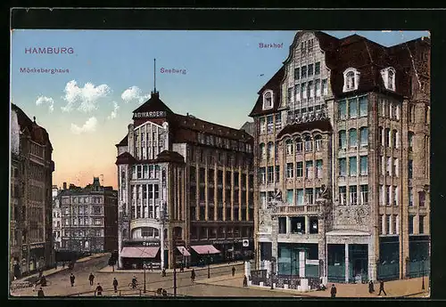 AK Hamburg, Mönkeberghaus, Seeburg und Barkhof