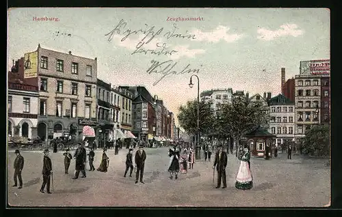 AK Hamburg-Neustadt, Zeughausmarkt mit Passanten