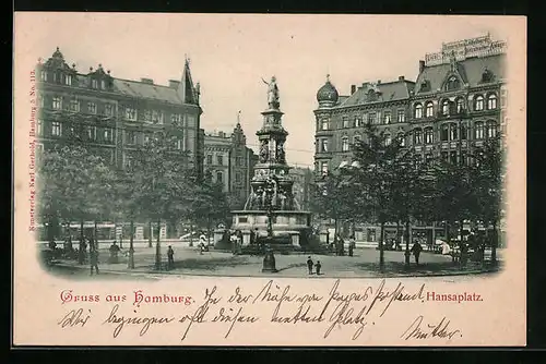 AK Hamburg-St.Georg, Hansaplatz mit Denkmal
