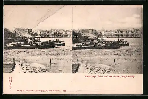 Stereo-AK Hamburg-Neustadt, Blick auf den neuen Jungfernstieg