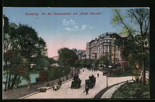 AK Hamburg-St.Georg, An der Aussenalster mit Hotel Atlantic
