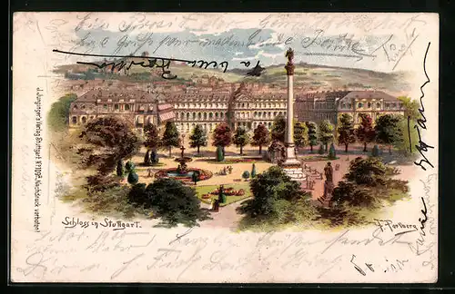 Künstler-AK Friedrich Perlberg: Stuttgart, Schloss