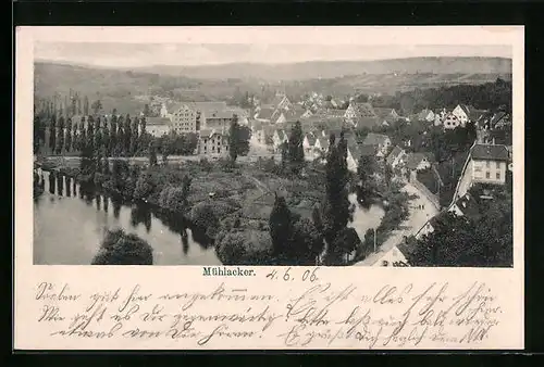 AK Mühlacker, Panorama mit Gebirge