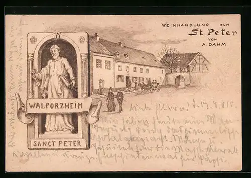 Künstler-AK Walporzheim, Weinhandlung zum St. Peter