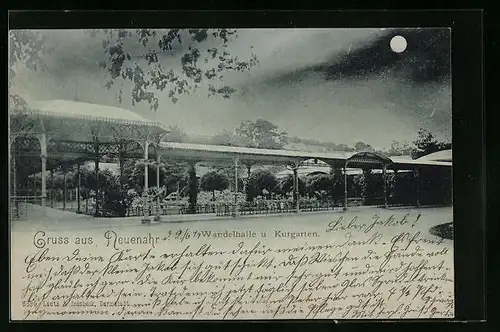 Mondschein-AK Neuenahr, Wandelhalle und Kurgarten