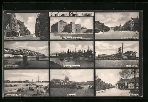 AK Rheinhausen, Friedrich-Alfred-Hütte u. -Strasse, Bertaplatz