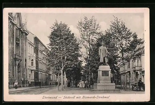 AK Dortmund, Südwall mit Bismarck-Denkmal