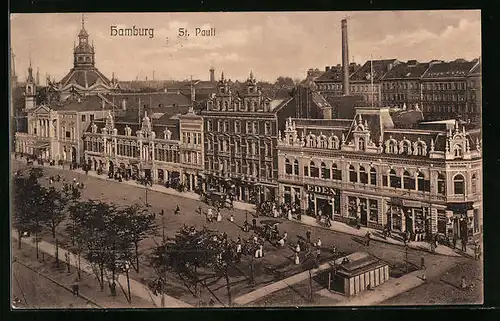 AK Hamburg-St. Pauli, Strassenpartie aus der Vogelschau