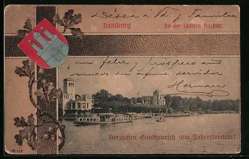 AK Hamburg, Dampfer am Gasthaus zur schönen Aussicht