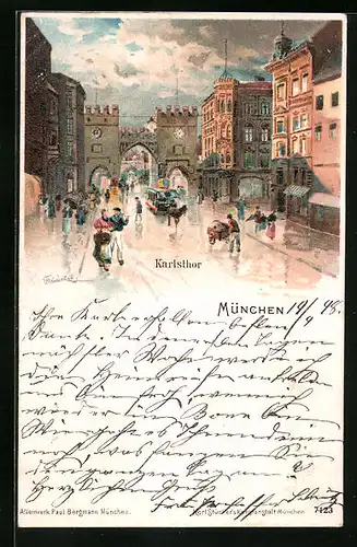 Künstler-AK Karl Heinisch: München, Karlsthor