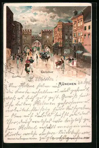 Künstler-AK Karl Heinisch: München, Karlsthor