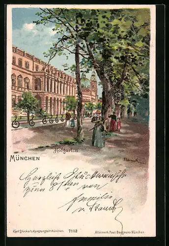 Künstler-AK Karl Heinisch: München, Hofgarten