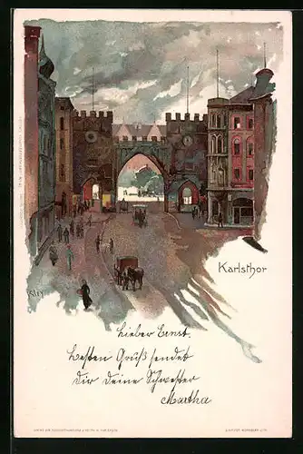 Künstler-AK Heinrich Kley: München, Karlsthor