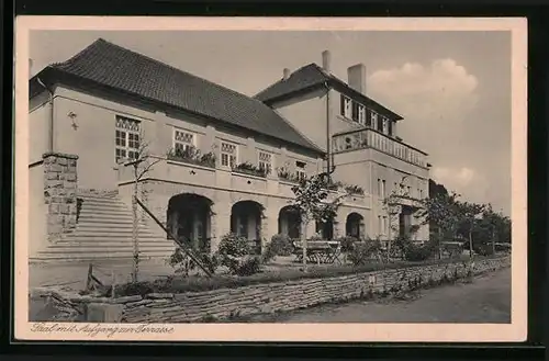 AK Bredenscheid b. Hattingen /Ruhr, Erholungsheim, Saal mit Aufgang zur Terrasse