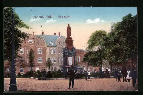 AK Gelsenkirchen, Kaiserplatz mit Denkmal