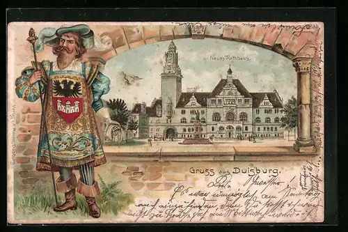 Passepartout-Lithographie Duisburg, Neues Rathaus, Wappen
