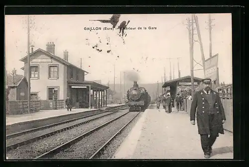 AK Gaillon, Intérieur de la Gare, Bahnhof