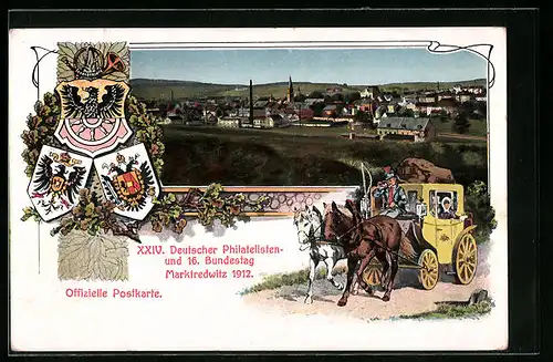 AK Ganzsache Bayern PP27C39 /01: Marktredwitz, XXIV. Deutscher Philatelistentag 1912 mit Sonderstempel